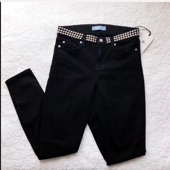 7 For All Mankind Studded Skinny Jeans Size 26 - Picture 4 of 8